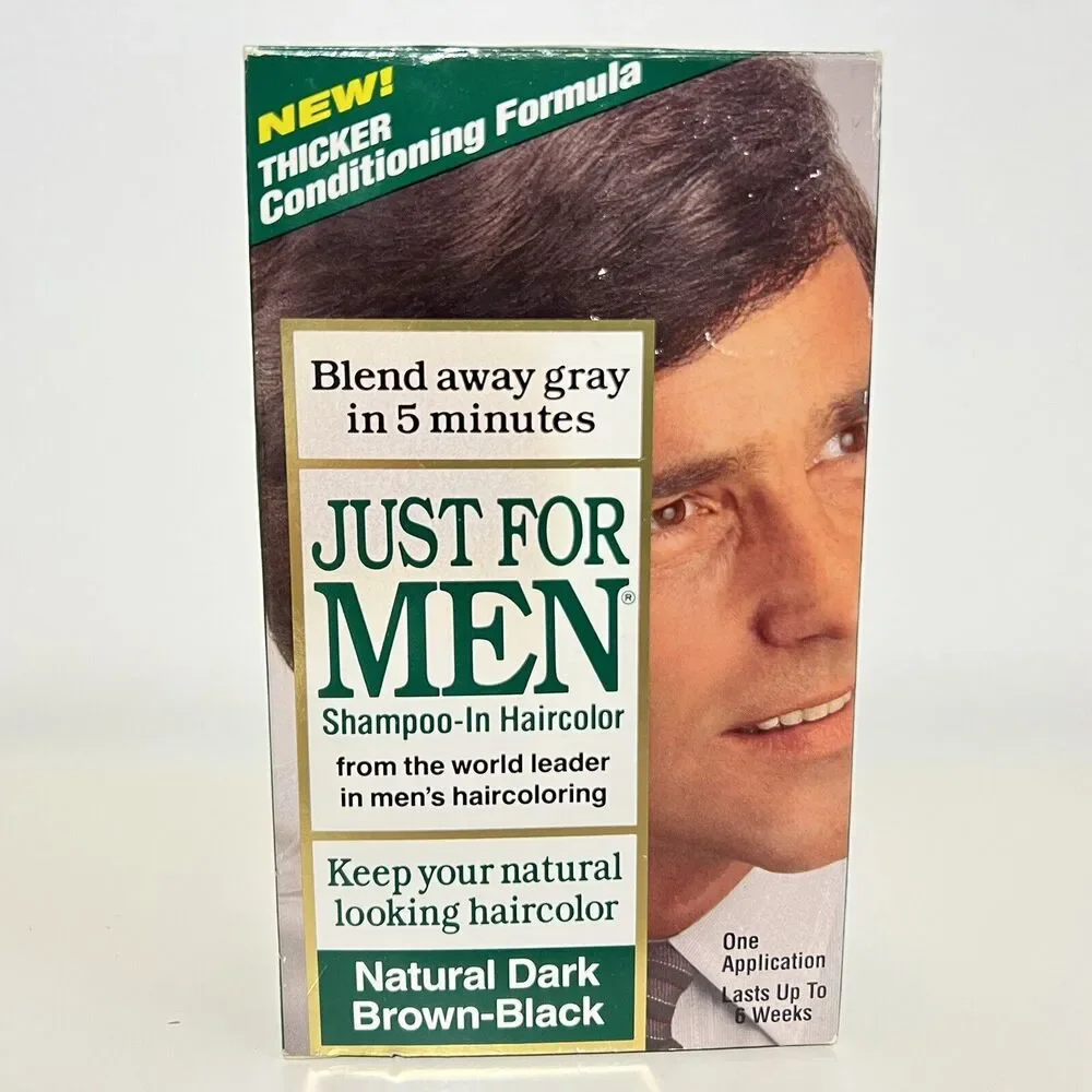 Just For Men Shampoo In Hair Color Natural Dark Brown Black Vintage Prop